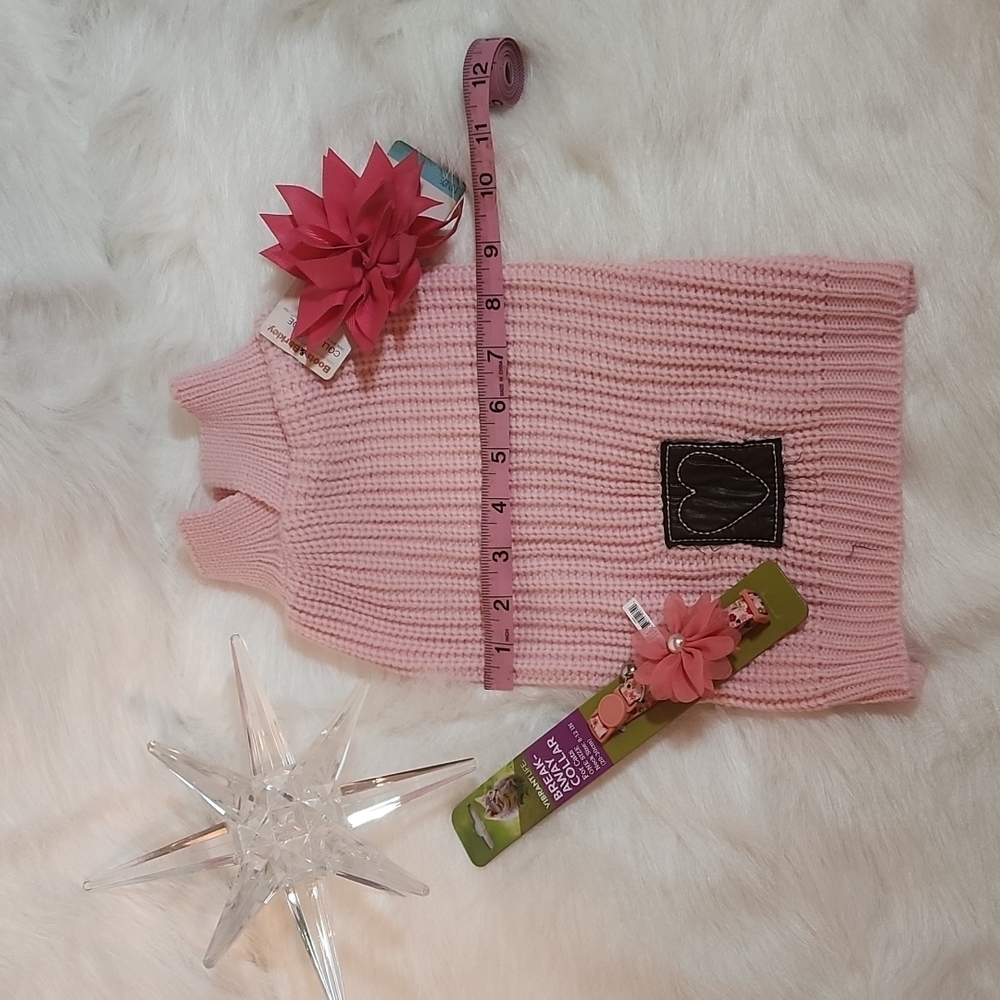 Kitty Sweater. Break Away Collar & Flower Collar Slide